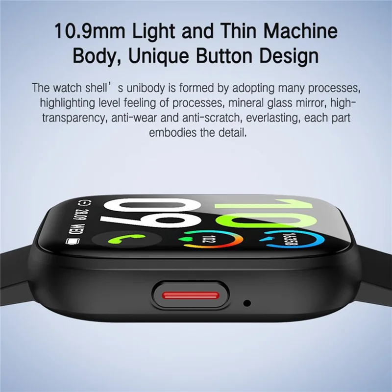 P114 Écran de 1,85 Pouce Bluetooth Call Smart Watch Smart Care Sheat Surveillance Sports Sports Watch - Noir