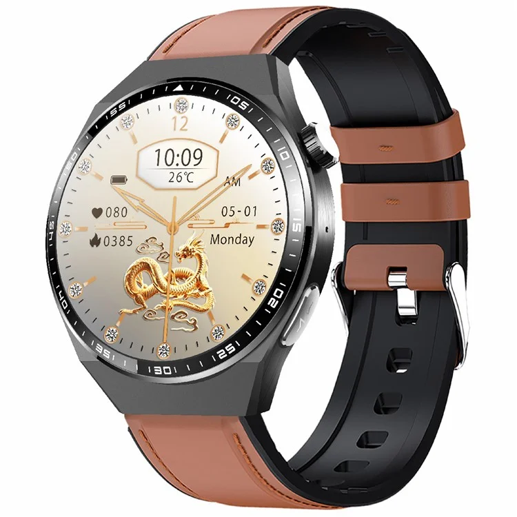 Orologio intelligente F800 Bluetooth con chiamata, monitoraggio dell'ossigeno nel sangue e ECG, bracciale sportivo con SOS, cinturino in pelle