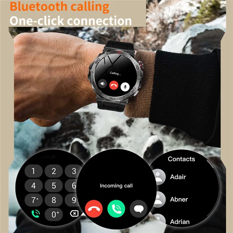 MK68 1.43-inch AMOLED Screen Bluetooth-compatible Call Smart Watch Health Monitoring Outdoor Sports Watch - Black
