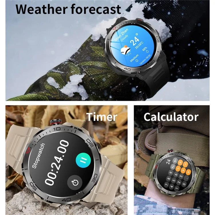MK68 1.43-inch AMOLED Screen Bluetooth-compatible Call Smart Watch Health Monitoring Outdoor Sports Watch - Black