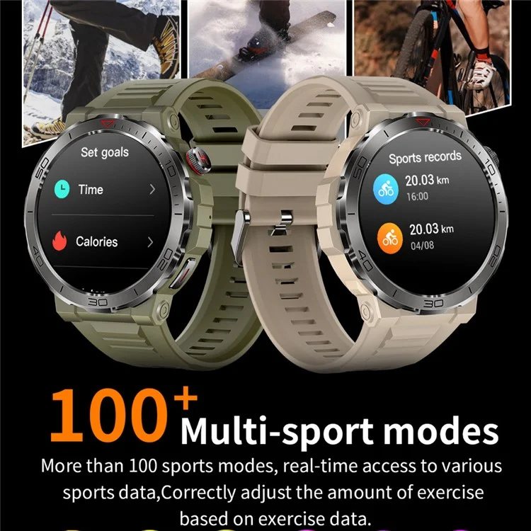 MK68 1.43-inch AMOLED Screen Bluetooth-compatible Call Smart Watch Health Monitoring Outdoor Sports Watch - Black