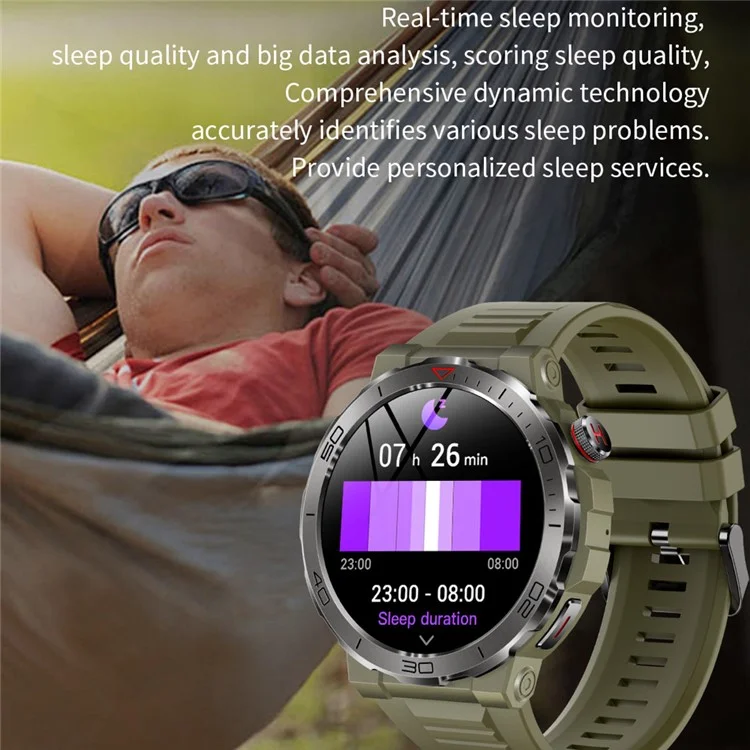 MK68 1.43-inch AMOLED Screen Bluetooth-compatible Call Smart Watch Health Monitoring Outdoor Sports Watch - Black