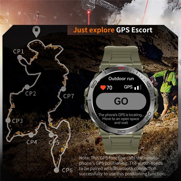 MK68 1.43-inch AMOLED Screen Bluetooth-compatible Call Smart Watch Health Monitoring Outdoor Sports Watch - Black