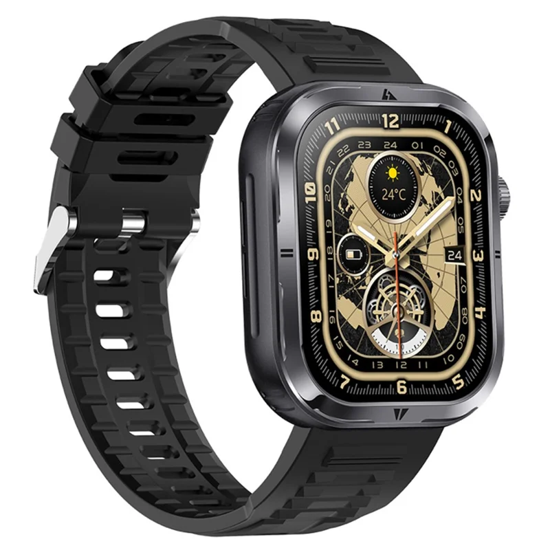MK86 2.01 Pulgadas de Pantalla Cuadrada Bluetooth Llama Smart Watch Smart Health Monitoring Wation Sports Watch Con Luz LED - Negro