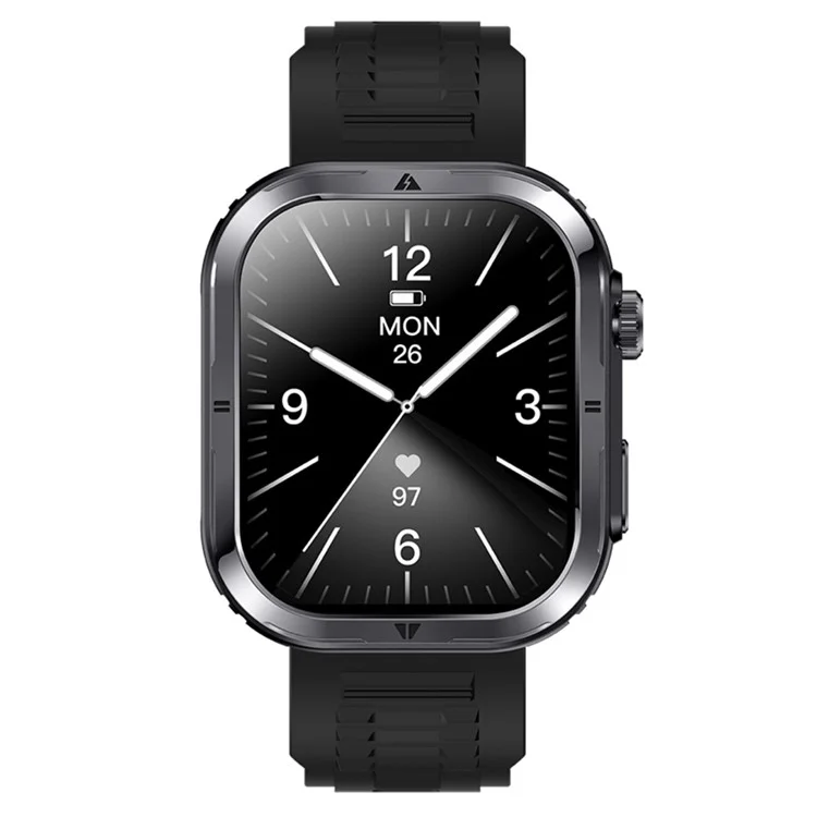 MK86 2.01 Pulgadas de Pantalla Cuadrada Bluetooth Llama Smart Watch Smart Health Monitoring Wation Sports Watch Con Luz LED - Negro