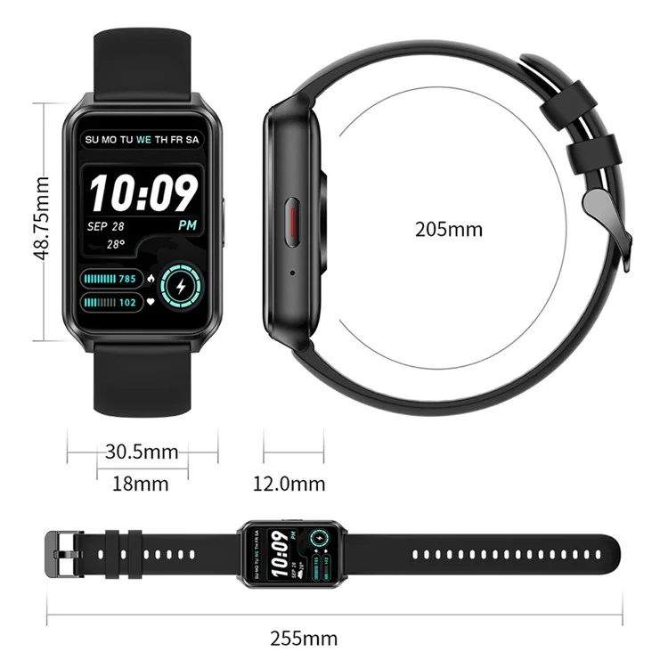 H37 1.57-inch Square Screen Bluetooth-compatible Call Smart Watch Heart Rate Blood Oxygen Monitor Sports Watch - Black