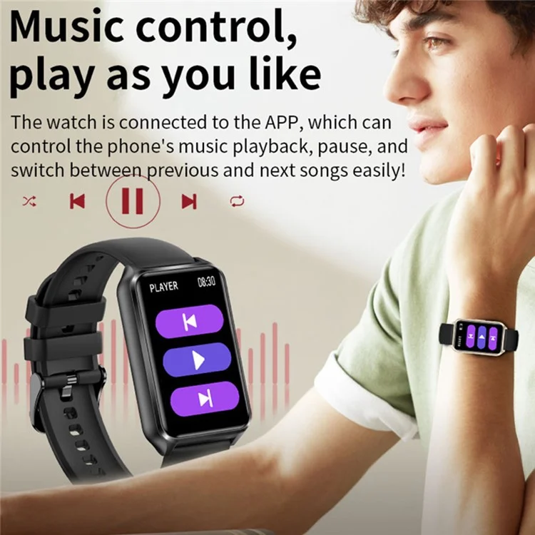 H37 1.57-inch Square Screen Bluetooth-compatible Call Smart Watch Heart Rate Blood Oxygen Monitor Sports Watch - Black