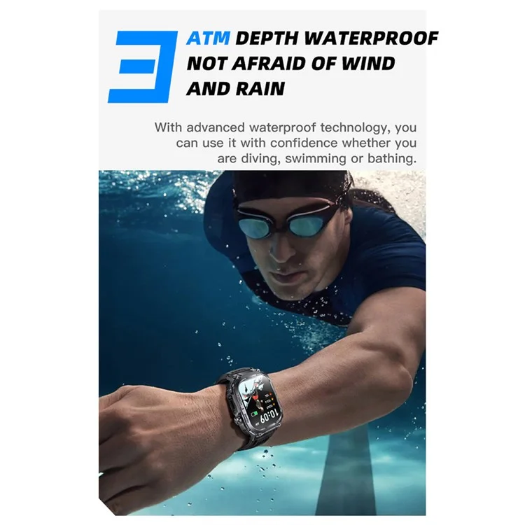 S320B 2,02 Polegadas Bluetooth Call Smart Watch Health Monitoring Compass Função de Esportes à Prova D'água