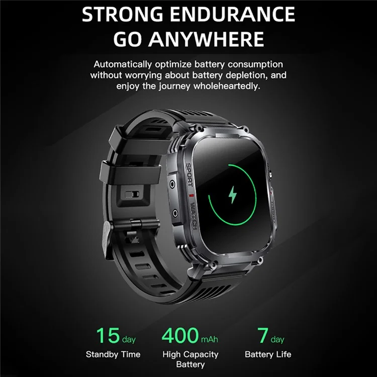 S320B 2,02 Polegadas Bluetooth Call Smart Watch Health Monitoring Compass Função de Esportes à Prova D'água