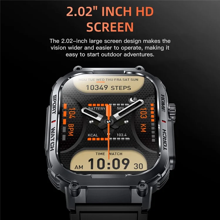 S320B 2,02 Polegadas Bluetooth Call Smart Watch Health Monitoring Compass Função de Esportes à Prova D'água