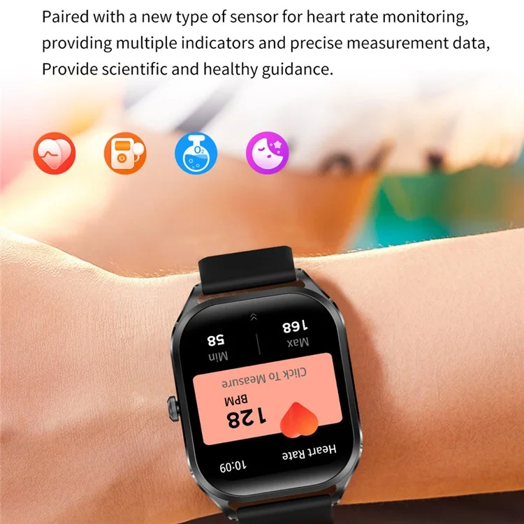 H35 2.02-inch Heart Rate Blood Pressure Monitoring Smart Watch Bluetooth-compatible Call Smart Bracelet - Black