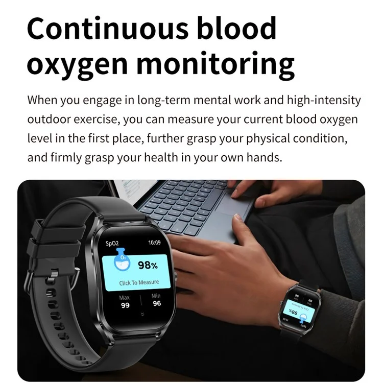 H35 2.02-inch Heart Rate Blood Pressure Monitoring Smart Watch Bluetooth-compatible Call Smart Bracelet - Black