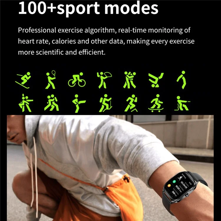 H35 2.02-inch Heart Rate Blood Pressure Monitoring Smart Watch Bluetooth-compatible Call Smart Bracelet - Black