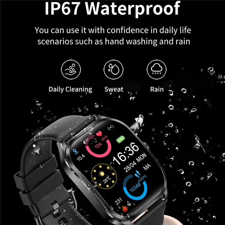 H35 2.02-inch Heart Rate Blood Pressure Monitoring Smart Watch Bluetooth-compatible Call Smart Bracelet - Black