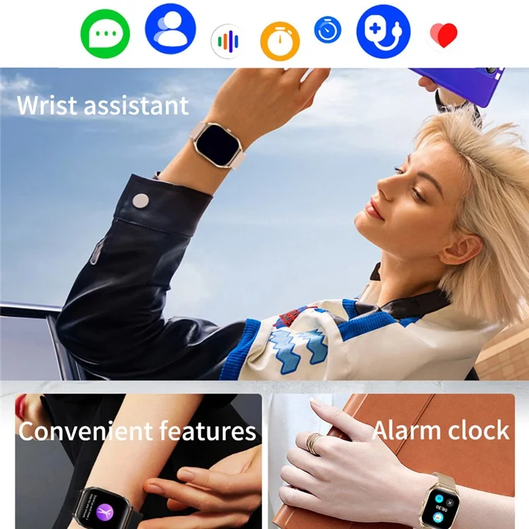 H35 2.02-inch Heart Rate Blood Pressure Monitoring Smart Watch Bluetooth-compatible Call Smart Bracelet - Black