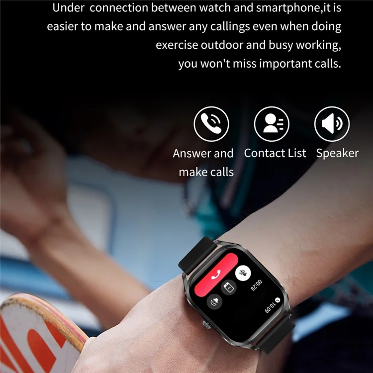 H35 2.02-inch Heart Rate Blood Pressure Monitoring Smart Watch Bluetooth-compatible Call Smart Bracelet - Black