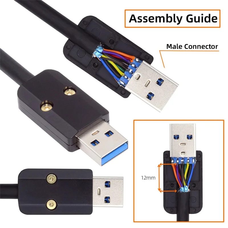 CN-024-MA Solder Type USB 3.0 Type-A Male Plug Connector with Aluminum Alloy Shell for 6.0mm Cable