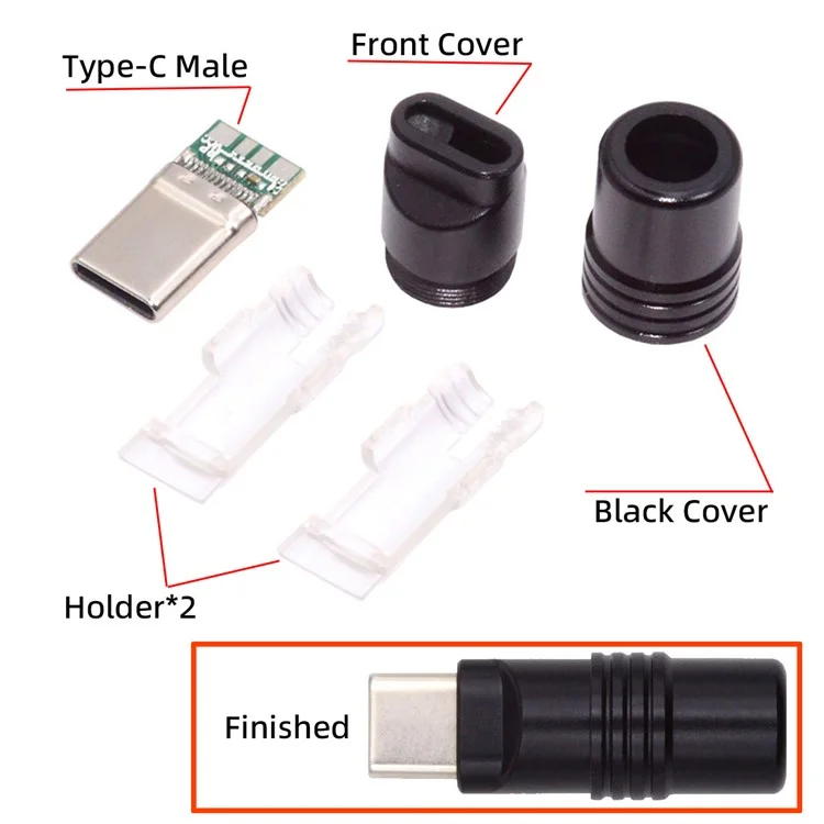 CN-026-BK USB 3.1 Type de Connecteur de Fiche Mâle de Type c - Noir