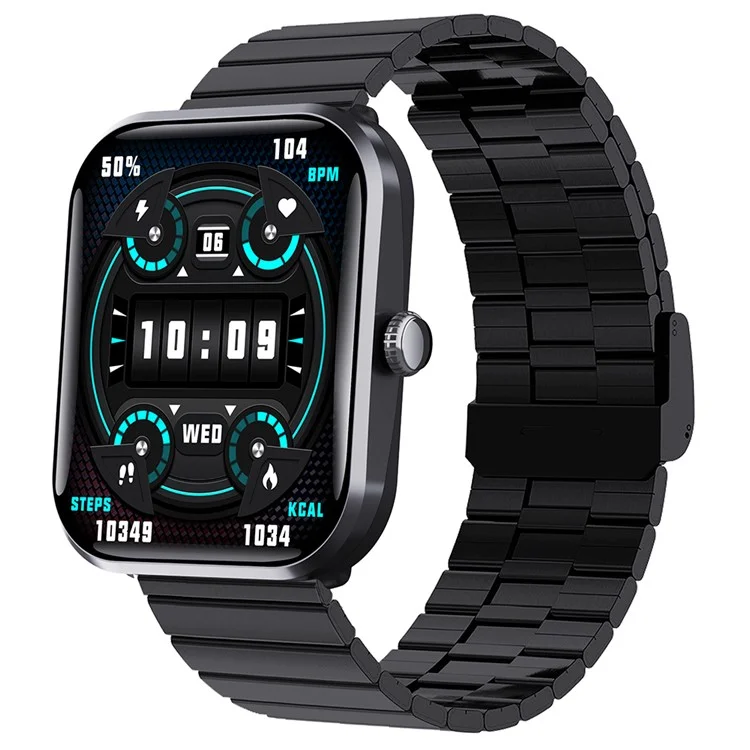 F96 Smart Watch SOS Bluetooth Appelez le Tracker de Fitness de Surveillance de la Glycémie (sangle D'acier Conjointe en Bambou)
