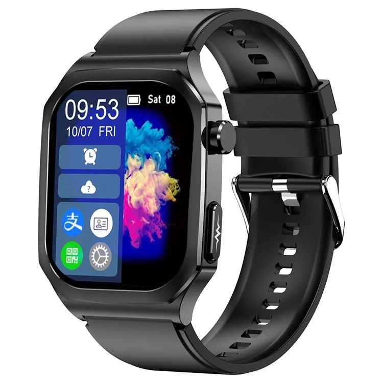 ET280 ECG Smart Watch Monitoring Blood Oxygen SOS Bracelet Wrist Band with Silicone Strap - Black