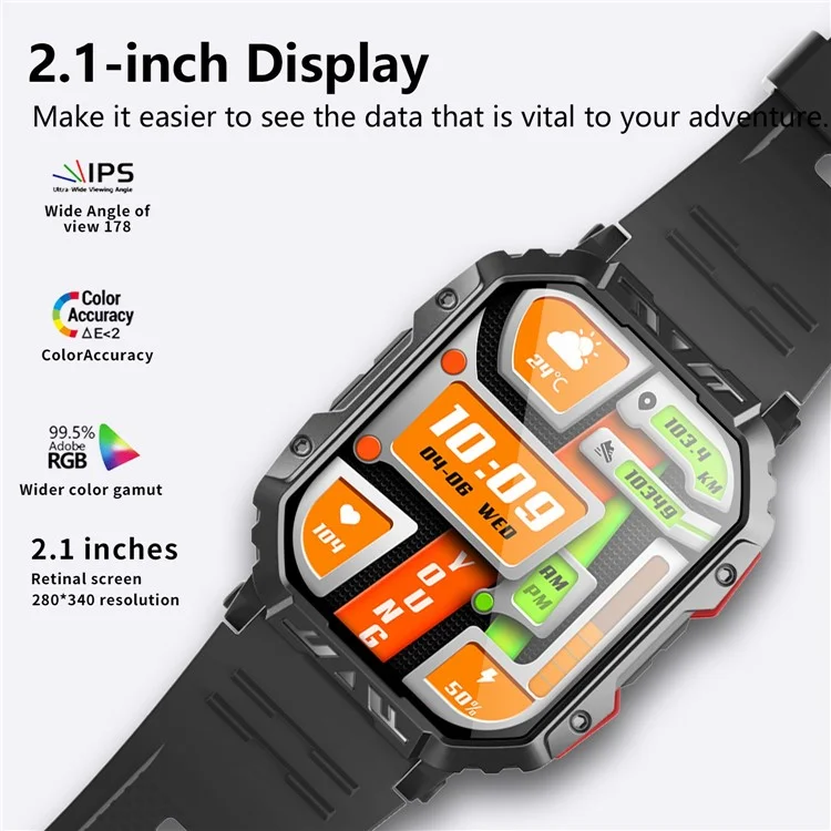 F407 Outdoor Waterproof Rugged Smart Watch Blood Sugar Heart Rate Monitor with Silicone Strap
