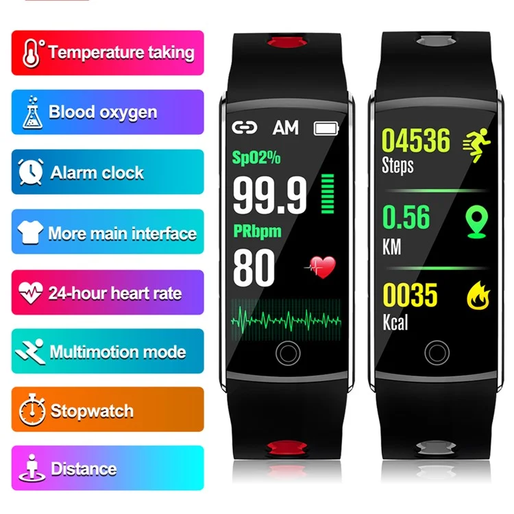 F10TA Smart Watch Heart Rate / Body Temperature Monitoring Wrist Bracelet Fitness Tracker - Green