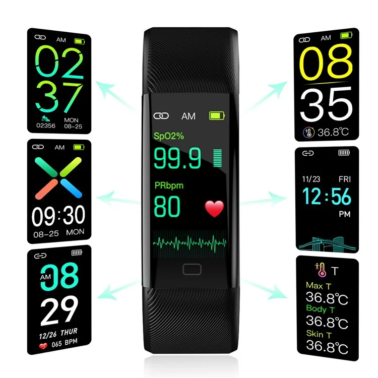 F07T Heart Rate Monitoring Smart Watch Waterproof Wrist Bracelet Fitness Tracker - Black
