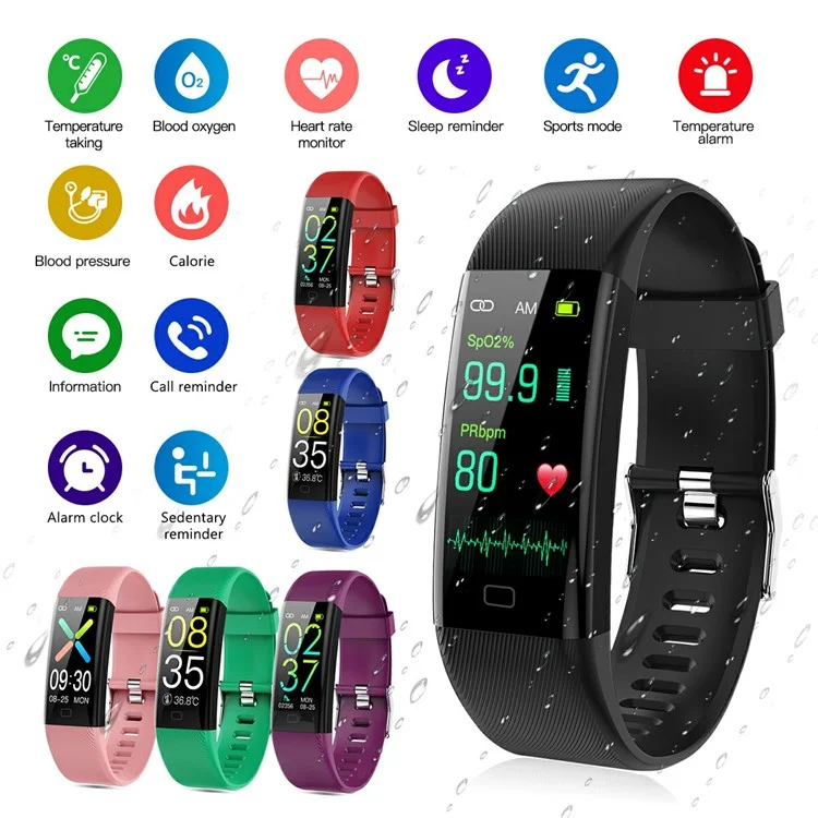 F07T Heart Rate Monitoring Smart Watch Waterproof Wrist Bracelet Fitness Tracker - Black