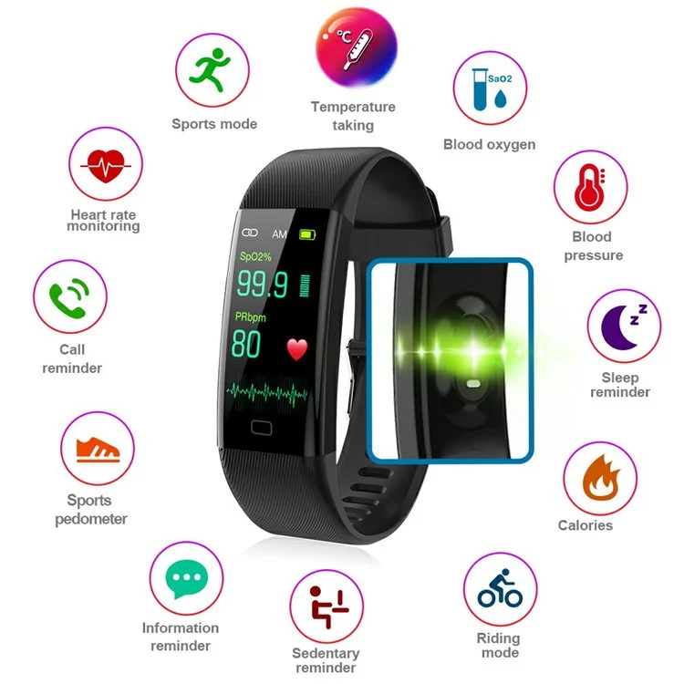 F07T Heart Rate Monitoring Smart Watch Waterproof Wrist Bracelet Fitness Tracker - Black