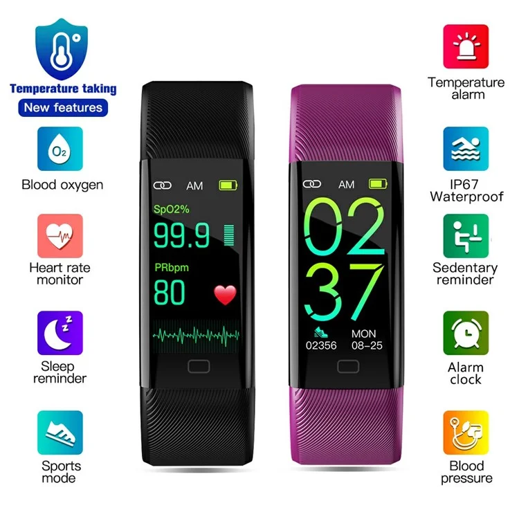 F07T Heart Rate Monitoring Smart Watch Waterproof Wrist Bracelet Fitness Tracker - Black