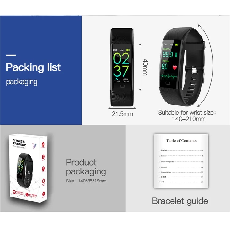 F07T Heart Rate Monitoring Smart Watch Waterproof Wrist Bracelet Fitness Tracker - Black
