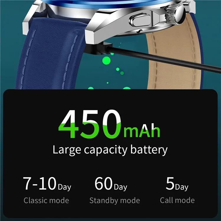KC83 AMOLED -bildschirm Männer Smart Watch Bluetooth Call 1ATM Wasserdichtes Fitnessarmband Mit 2 Trägern - Blau