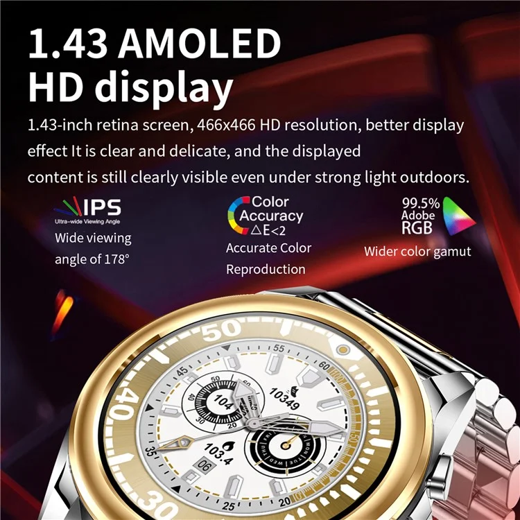 KC83 AMOLED -bildschirm Männer Smart Watch Bluetooth Call 1ATM Wasserdichtes Fitnessarmband Mit 2 Trägern - Blau