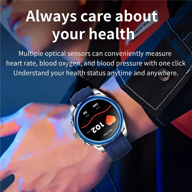 KC83 AMOLED -bildschirm Männer Smart Watch Bluetooth Call 1ATM Wasserdichtes Fitnessarmband Mit 2 Trägern - Blau