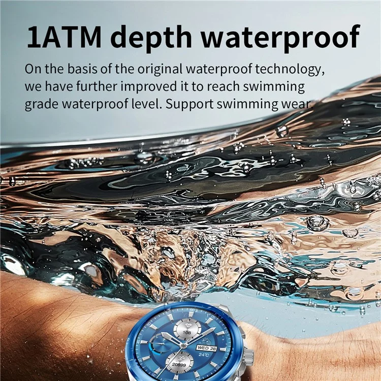 KC83 AMOLED -bildschirm Männer Smart Watch Bluetooth Call 1ATM Wasserdichtes Fitnessarmband Mit 2 Trägern - Blau