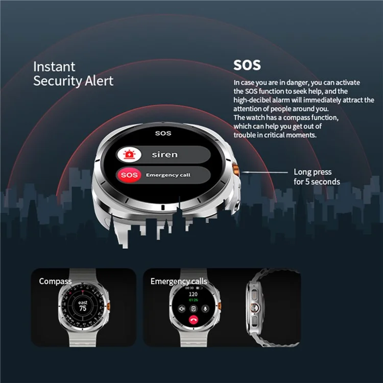 W7 1.43-inch AMOLED Screen Health Monitoring Smart Watch Waterproof Sports Smart Bracelet - Orange