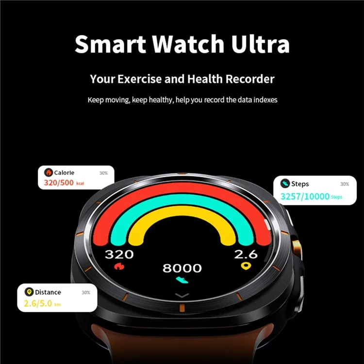 W7 1.43-inch AMOLED Screen Health Monitoring Smart Watch Waterproof Sports Smart Bracelet - Orange