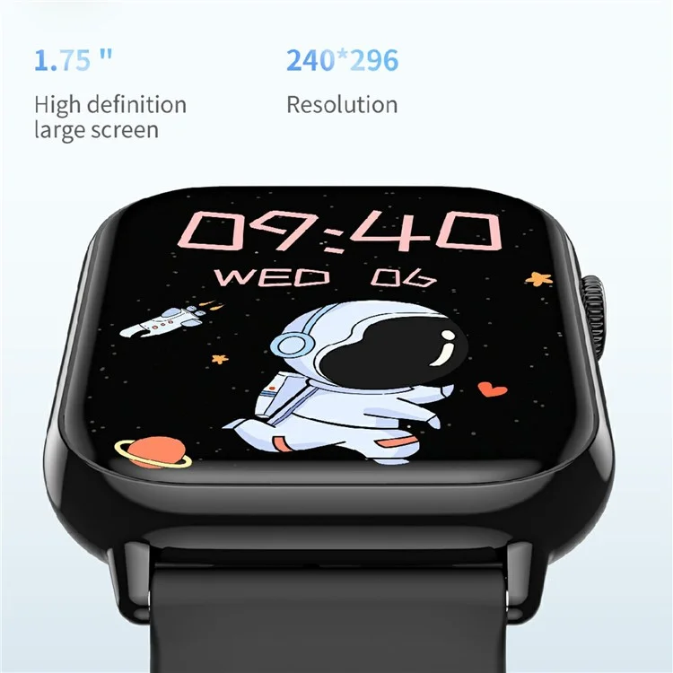 HD15 1.75-inch Touch Screen Women Waterproof Bluetooth-compatible Calling Smart Watch Fitness Tracker Smart Bracelet - Black