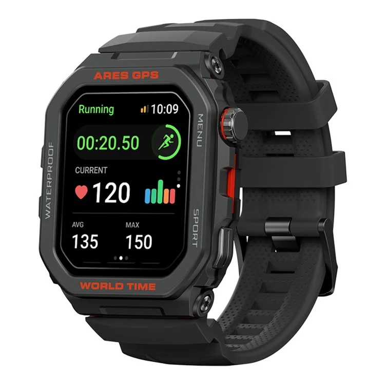 Zeblaze Ares GPS 1.75 Pulgadas Bluetooth Llama Smart Watch GPS Posicionamiento Monitoreo de Salud Sports Watch - Negro