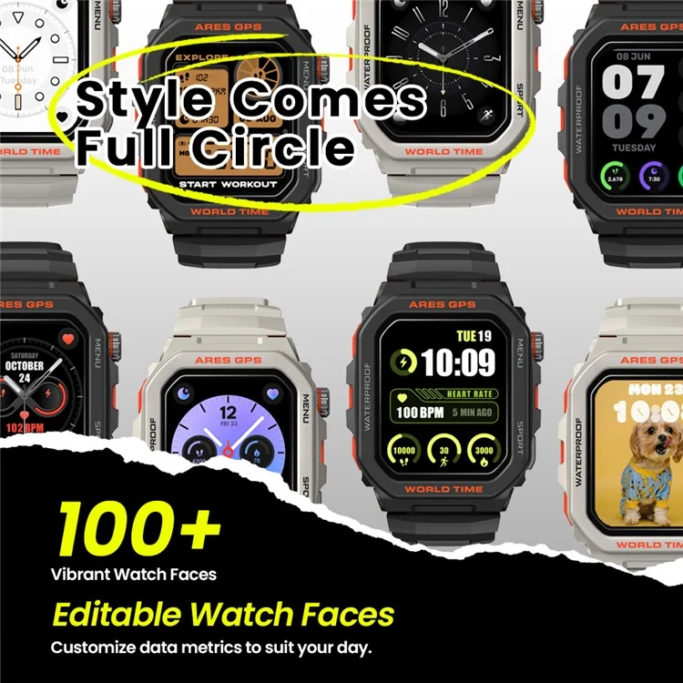 Zeblaze Ares GPS 1.75 Pulgadas Bluetooth Llama Smart Watch GPS Posicionamiento Monitoreo de Salud Sports Watch - Negro