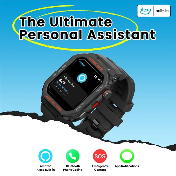 Zeblaze Ares GPS 1.75 Pulgadas Bluetooth Llama Smart Watch GPS Posicionamiento Monitoreo de Salud Sports Watch - Negro