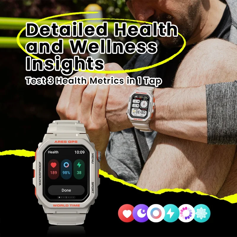 Zeblaze Ares GPS 1.75 Pulgadas Bluetooth Llama Smart Watch GPS Posicionamiento Monitoreo de Salud Sports Watch - Negro