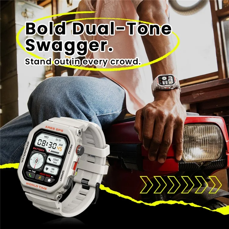 Zeblaze Ares GPS 1.75 Pulgadas Bluetooth Llama Smart Watch GPS Posicionamiento Monitoreo de Salud Sports Watch - Negro