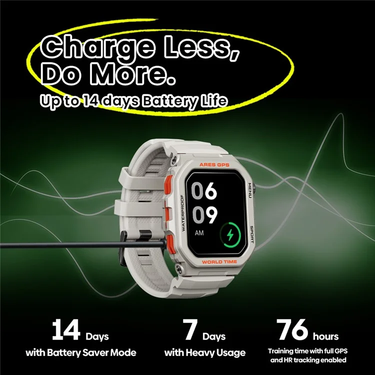 Zeblaze Ares GPS 1.75 Pulgadas Bluetooth Llama Smart Watch GPS Posicionamiento Monitoreo de Salud Sports Watch - Negro