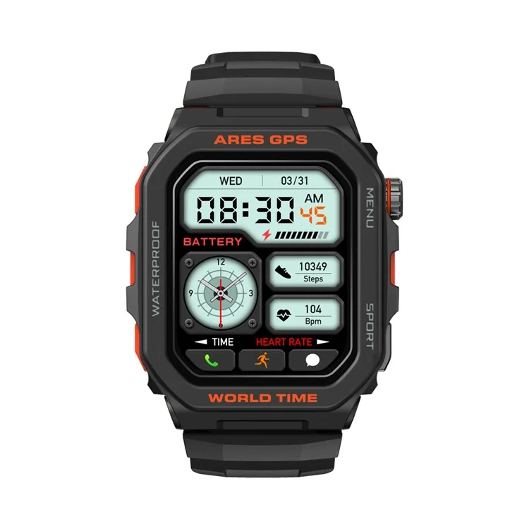Zeblaze Ares GPS 1.75 Pulgadas Bluetooth Llama Smart Watch GPS Posicionamiento Monitoreo de Salud Sports Watch - Negro