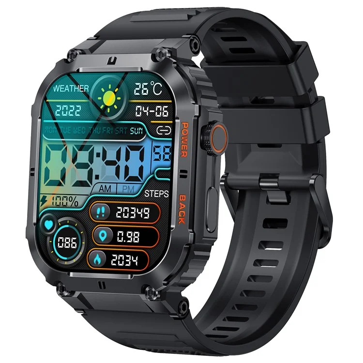 K57 Pro 1.96-inch Bluetooth-compatible Call Smart Watch Health Monitoring Outdoor Sports Smart Bracelet - Black