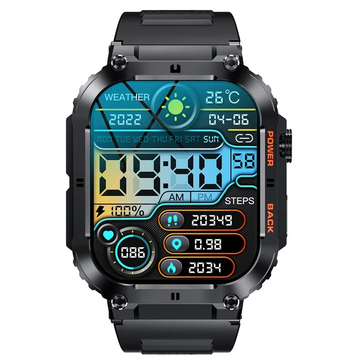 K57 Pro 1.96-inch Bluetooth-compatible Call Smart Watch Health Monitoring Outdoor Sports Smart Bracelet - Black