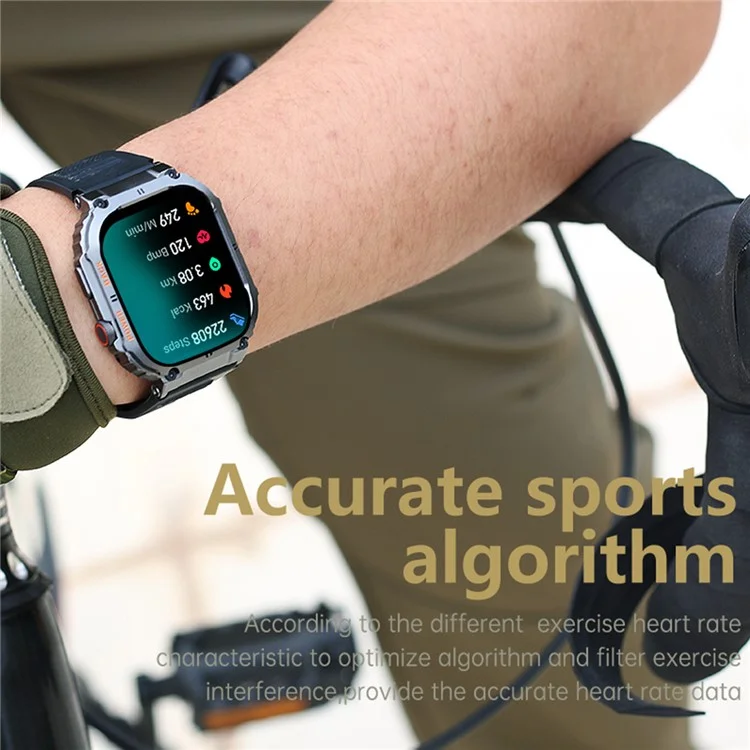 K57 Pro 1.96-inch Bluetooth-compatible Call Smart Watch Health Monitoring Outdoor Sports Smart Bracelet - Black