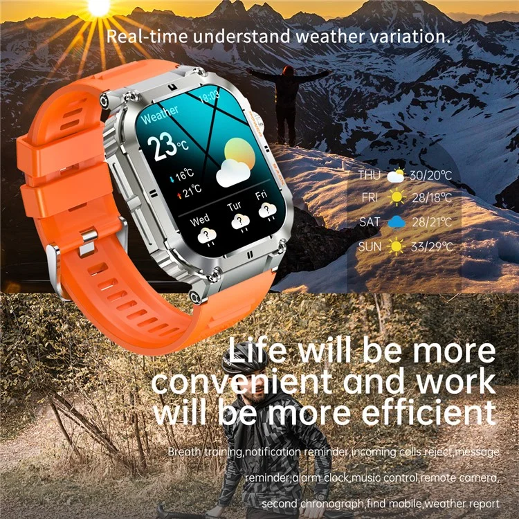 K57 Pro 1.96-inch Bluetooth-compatible Call Smart Watch Health Monitoring Outdoor Sports Smart Bracelet - Black