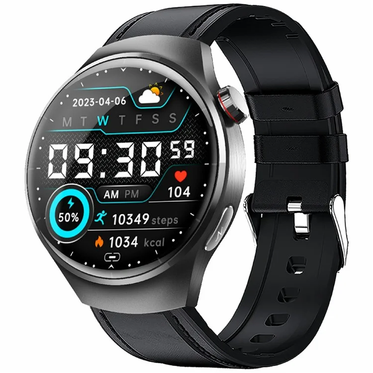 F600 Sports Smart Watch Heart Rate Monitor Fitness Tracker with Leather Strap - Black